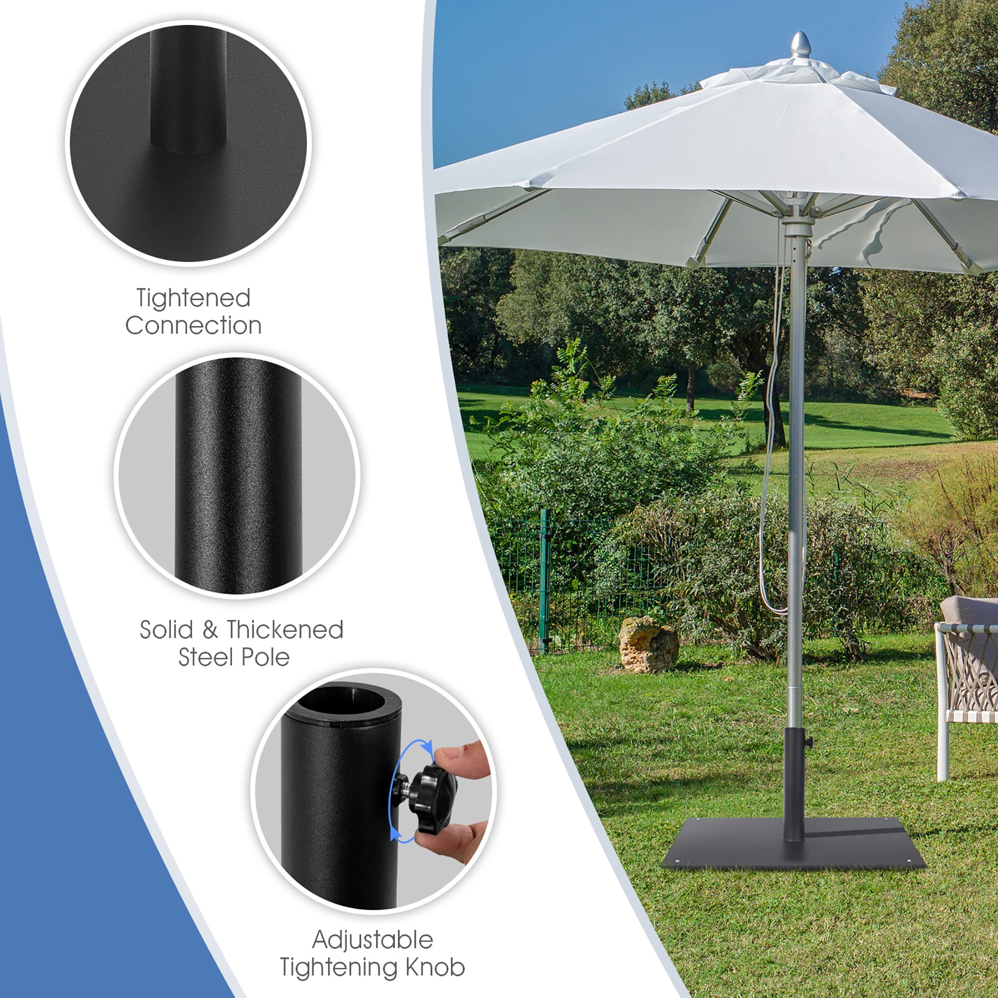 Costway 20'' Square Patio Umbrella Base Weighted 35 LBS Outdoor Market Stand Footpads