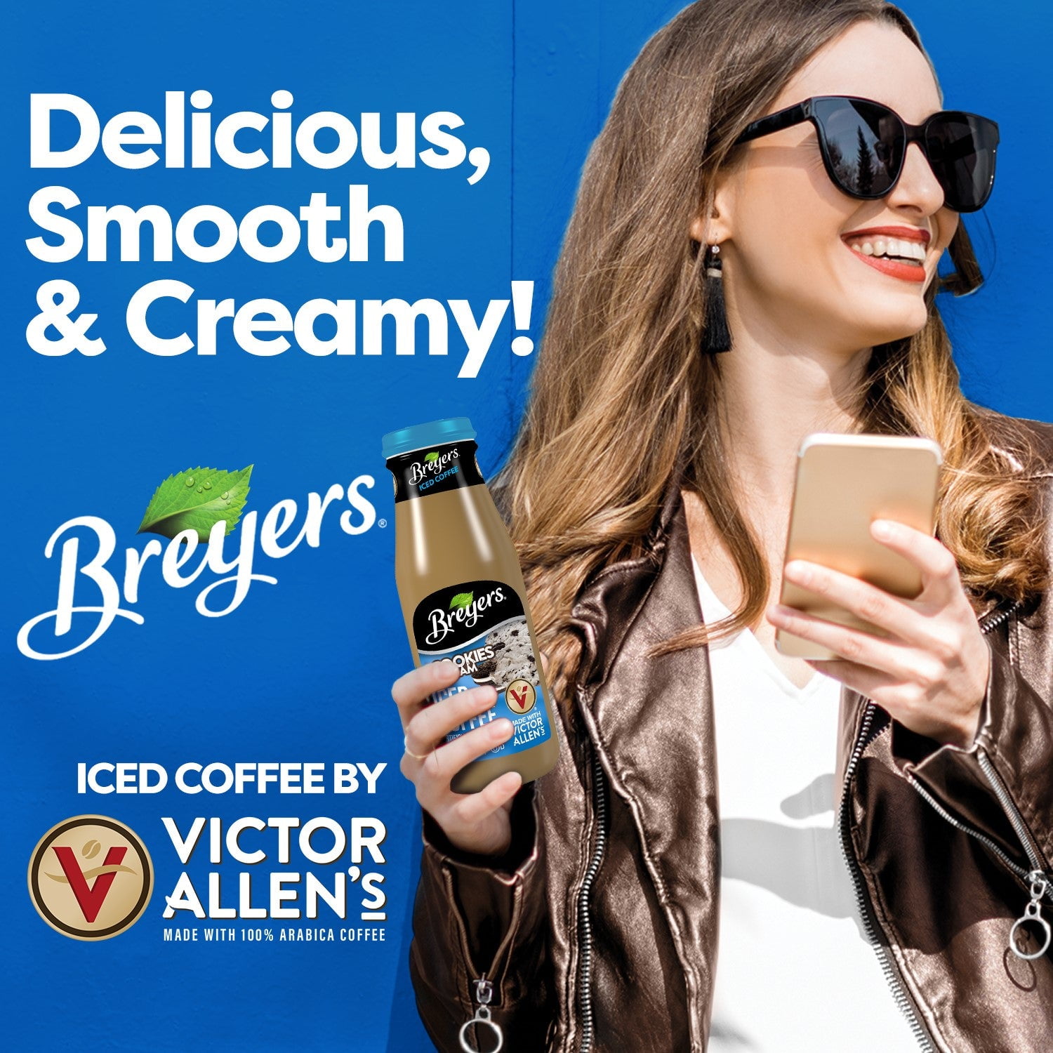 Iced Latte, Breyer's Cookies & Cream Flavored, Ready to Drink, 12 Pack - 8oz Cans