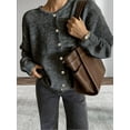 thumbnail image 5 of Womens Button Up Cardigan Sweaters Long Sleeve Crew Neck Fall Soft Knit Loose Sweater Tops Dark Gray M, 5 of 8