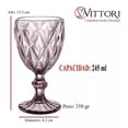 thumbnail image 3 of Juego de 6 Copas de Cristal Labrado Vintage, Copas de Vino Color Púrpura, 245 ml, 3 of 5