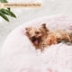 thumbnail image 4 of Cama calmante para perros y gatos WNPETHOME de piel sintética redonda de felpa 20 x 20 x 8 pulgadas rosa claro, 4 of 5