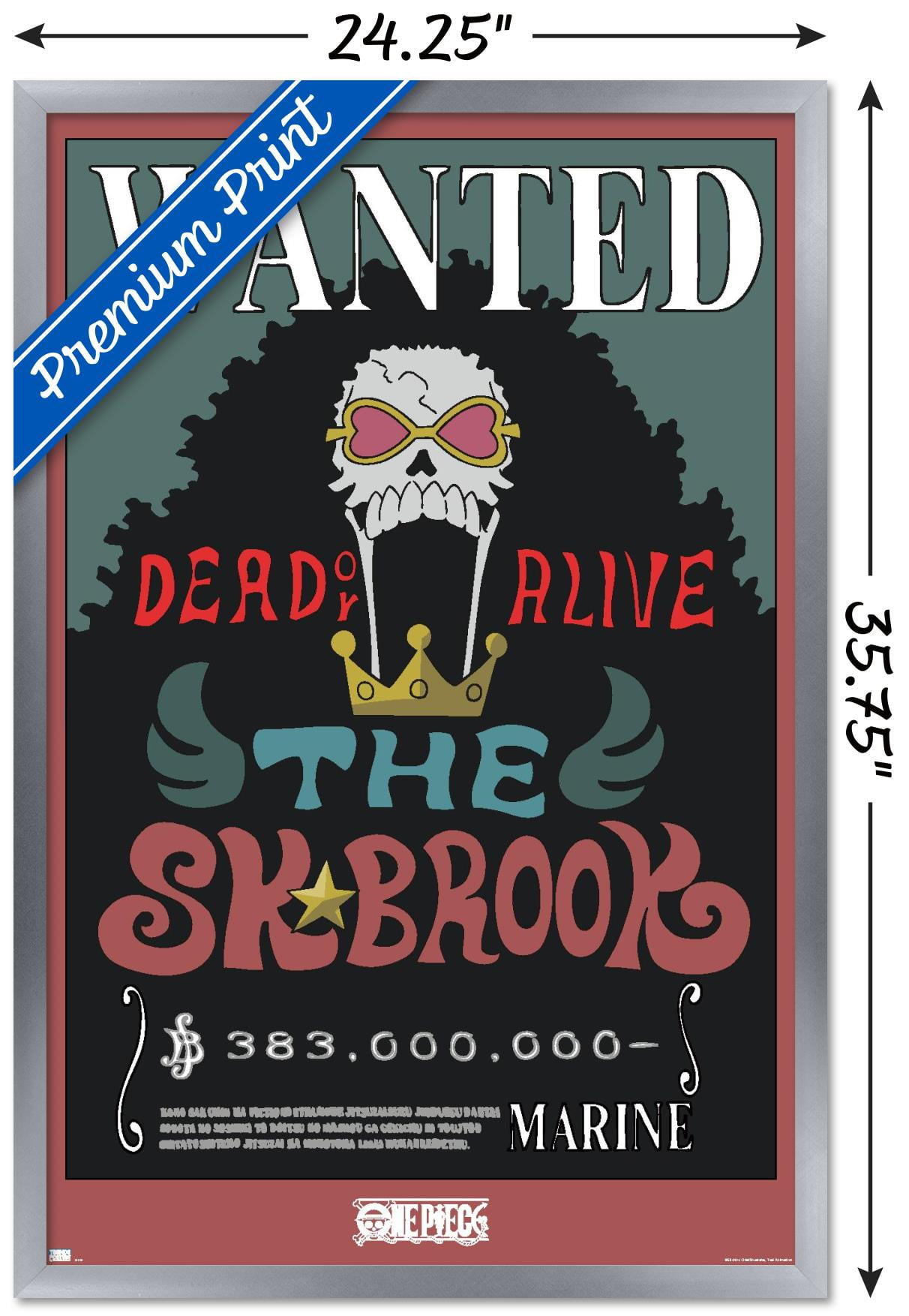 One Piece Brook Wanted Poster Wall Poster, x 34