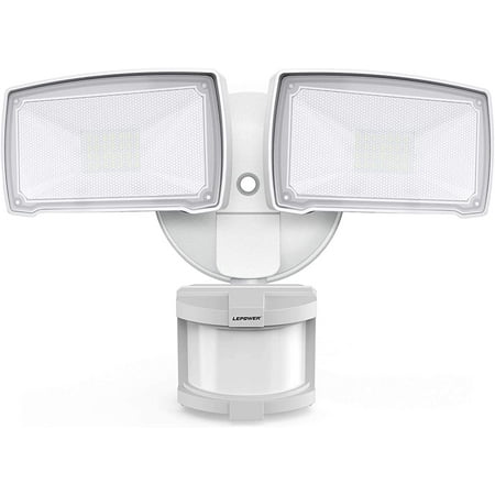 30W LED Security Lights Motion Sensor Outdoor, 3200LM, 5500K, IP65 Waterproof, Hardwire 2 Head Motion Detector Flood Light for Gara, Yard, Porch