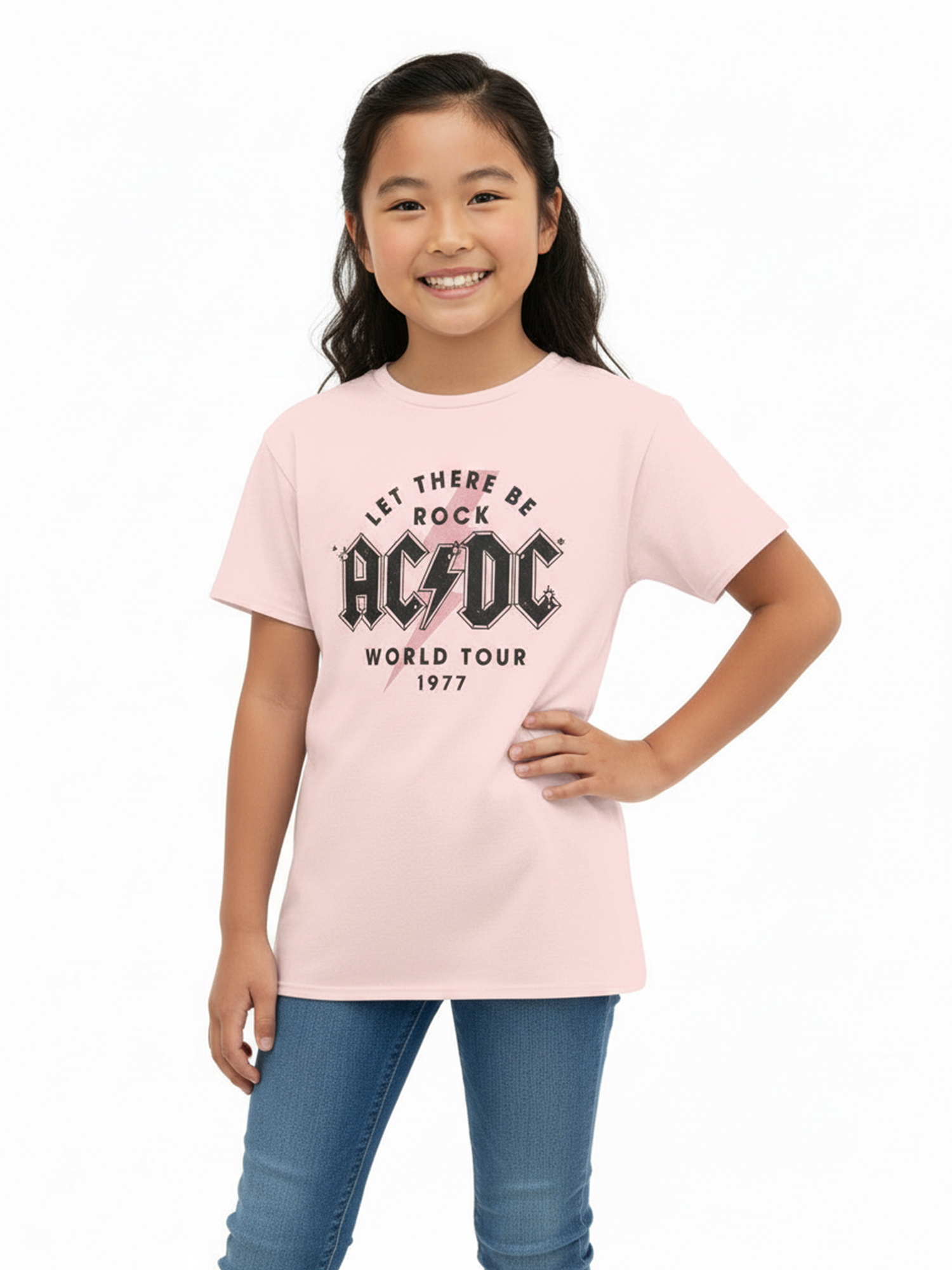Playera gráfica de manga corta AC/DC World Tour para niña, tallas 4-18 3