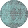 thumbnail image 1 of Ahgly Company Indoor Round Persian Turquoise Blue Traditional Area Rugs, 7' Round, 1 of 4