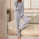 thumbnail image 2 of Gibobby Conjunto de sudadera para mujer Conjunto de pijama de pantalón largo con cinturón y top de punto para el de color liso para mujer(GY1,M), 2 of 5