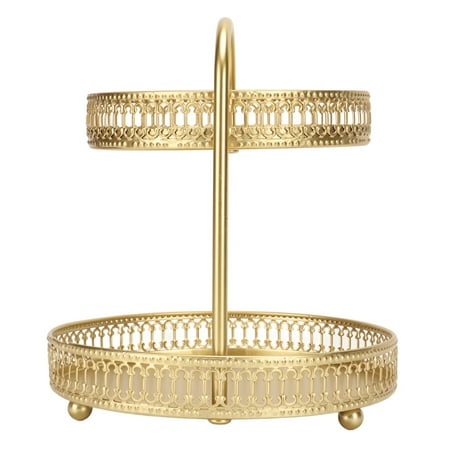 

2 Tier Fruit Tray Cupcake Stand Sturdy Metal Elegant Gold For Home