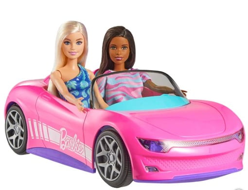 Hot Wheels Barbie RC Convertible Car with 2 Barbie Dolls