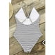 thumbnail image 3 of Bañador de una pieza para mujer, a rayas, cuello redondo, espalda cruzada, para playa, trajes de baño Zhivalor CZYD-SY74-4, 3 of 6