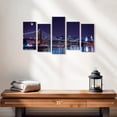 thumbnail image 2 of Elephant Stock Brooklyn Bridge Glow Wall Art - Horizontal Multi Panel Canvas - Living Room Wall Decor - Architecture Multi Panel - Black And Blue Decor - 25" x 12", 2 of 4