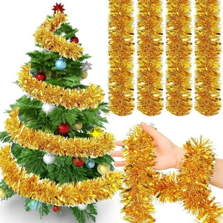 32.8ft Roll Christmas Garland Christmas Tree Gold Bead Decoration Clear  Iridescent & Gold Bead Garland Twist Bead String for Christmas Tree