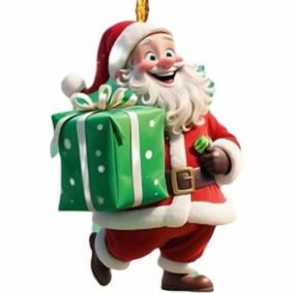 Daily Mix Store Vintage Santa Claus Truck Christmas Ornament - 3.15in Acrylic Hanging Santa Ornament for Christmas Tree, Xmas Party Decor Supplies & Stocking Stuffers