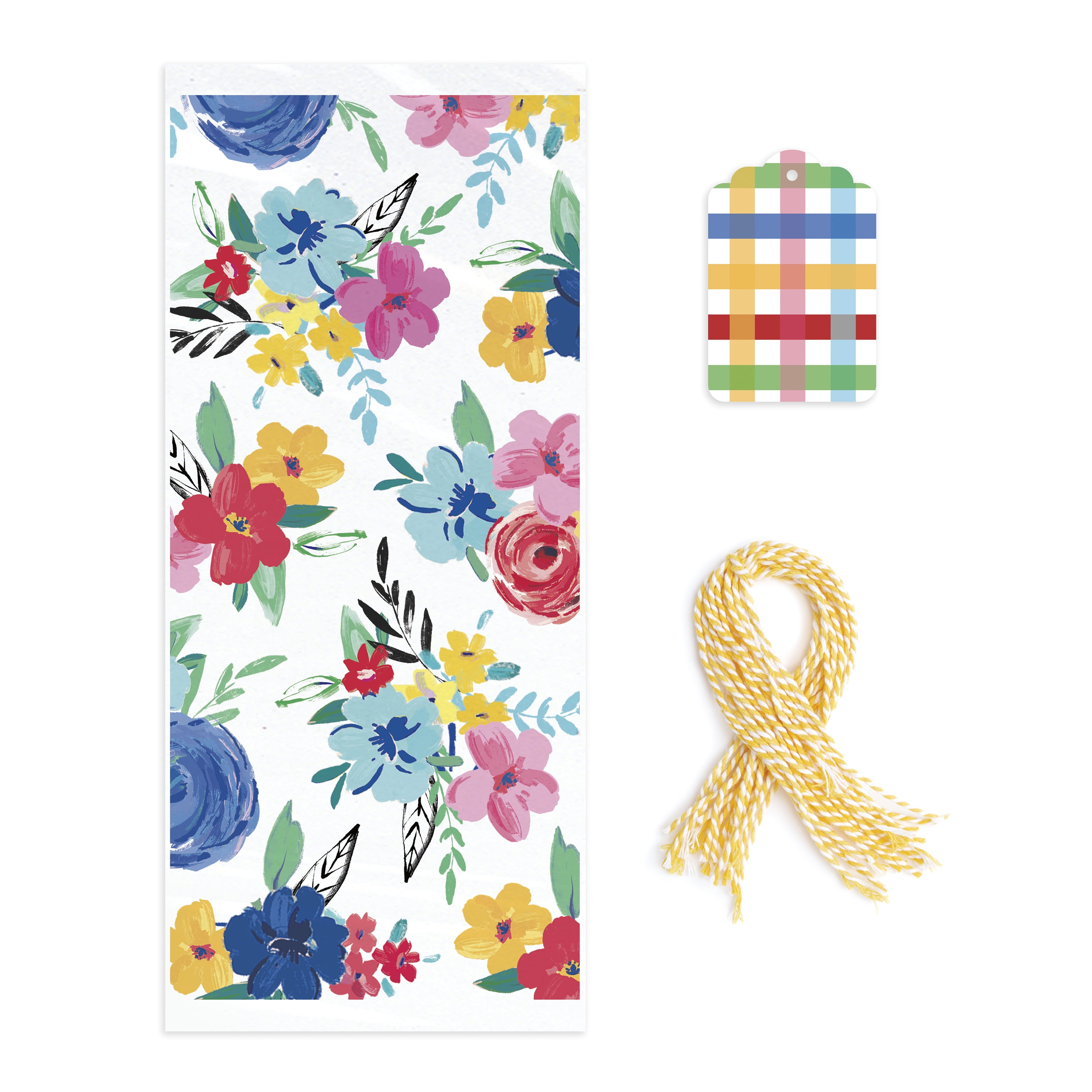 Plastic Pioneer Woman Floral Blue Cellophane Bags, 20ct