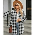 thumbnail image 5 of jinghuiyue Women Flannel Plaid Shirt Classic Button Down Long Sleeve Shirts Casual Business Cropped Tops with Pocket L, 5 of 7