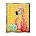 thumbnail image 3 of Stupell Industries Flamingo Calling Dial Telephone Groovy Flowers Wallpaper Graphic Art Luster Gray Floating Framed Canvas Print Wall Art, Design by Amelie Legault, 3 of 5