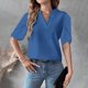 thumbnail image 4 of Mujeres Manga Corta de Verano Tops Suelto Color Sólido Cuello en V Casual Top, Blusa de Poliéster para las Mujeres, Lavado de Manos Primavera Y Moda de Verano, 4 of 7