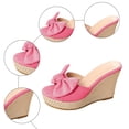 thumbnail image 5 of Rokment Women's Bow Espadrilles Platform Wedge Slides Dressy Sandals Bride Wedding Fashion Casual Suede Chunky High Heels Beach Summer Heeled Dress Slippers C Size 6, 5 of 7