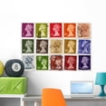 thumbnail image 1 of Uk Stamps Wall Mural by Wallmonkeys Peel and Stick Graphic (36 in W x 25 in H) WM257484, 1 of 4