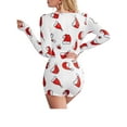 thumbnail image 3 of Qiylii Ladies Women Christmas Romper Button Closure Santa Claus Pattern Printed V neck Short Jumpsuit, 3 of 4