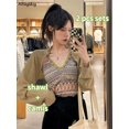 thumbnail image 2 of Conjuntos de camisola Vintage con cuello en V para mujer, chal fino para protección solar, 2 piezas, moda Sexy, nuevo diseño, ropa de calle elegante Y2k para verano, 2 of 5