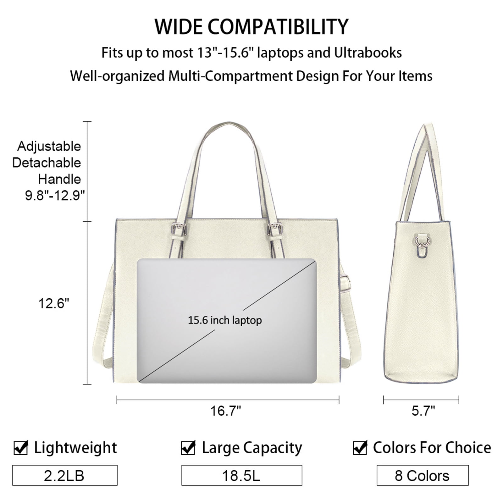 HangBag for Women 15.6 Inch Computer Tote Bag Waterproof Lightweight Leather Business Office Briefcase Large Capacity Handbag Shoulder Bag Professional Office Work Bag