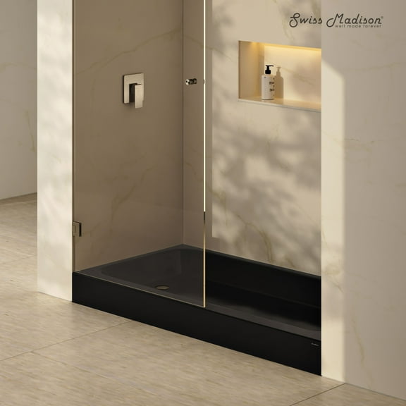 Voltaire 60 x 30 Shower Pan Base with Left Drain in Glossy Black