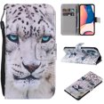 thumbnail image 1 of Allytech Flip PU Leather Case for iPhone 14 Pro 5G 2022 (6.1 inch), Hands Free Stand Magnetic Closure TPU Bumper Anti-Scratch Case for Apple iPhone 14 Pro, White Leopard, 1 of 5