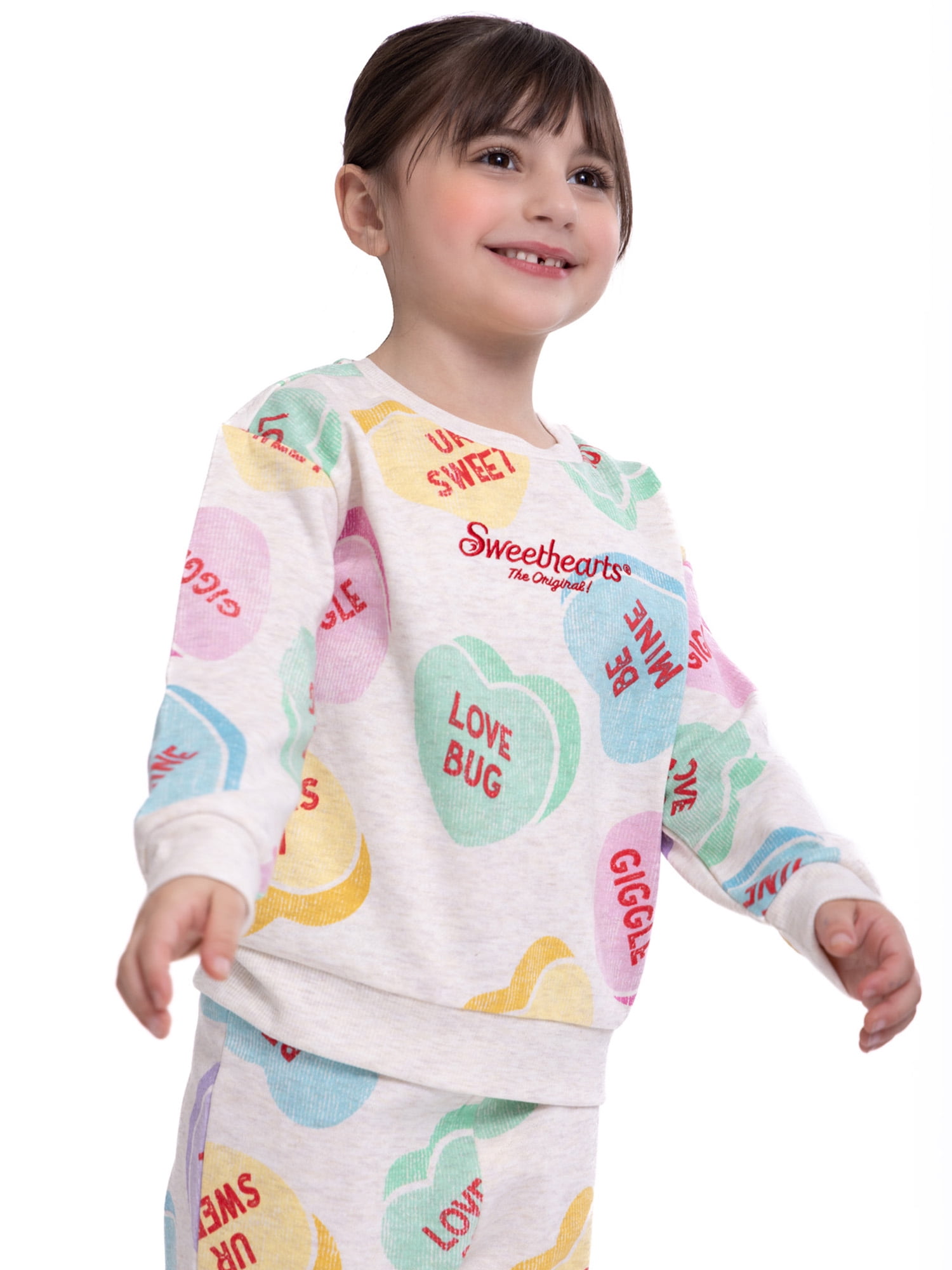 Toddler Sweethearts Valentine’s Day Sweethearts Crewneck Sweatshirt and Joggers Set, 2-Piece, Sizes 12M-5T