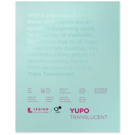 - Legion Paper Yupo Translucent Watercolor Pad, 15 Sheets, 11in x 14in