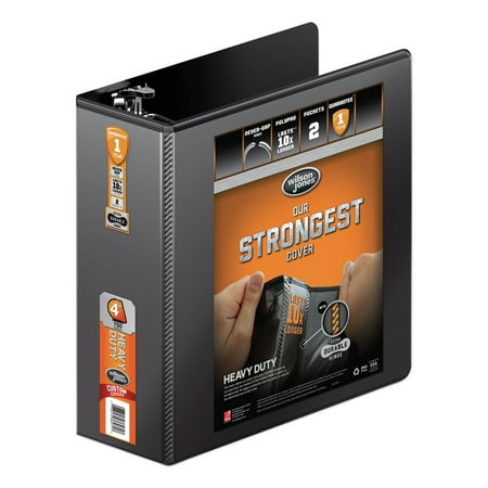 Wilson Jones W385-54BPP Heavy Duty 3 D Ring 4 in. Capacity View Binder with Extra-Durable Hinge - Black