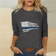 thumbnail image 6 of Dazajoo Independence Day 3/4 Sleeve Tops for Women 2024 Summer Casual Crew Neck Shirts Womens 4th of July American Flag Patriotic Tunic Sales Today,Gray,XXL, 6 of 6