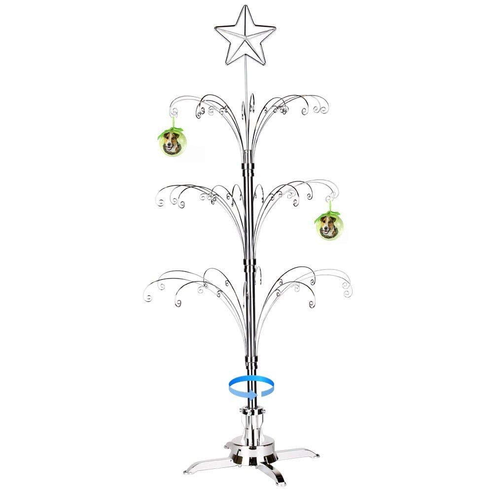 HOHIYA Ornament Display Tree Stand Metal Halloween Christmas Wire Hook Hanger Bauble Ball Dog Cat Glass Wrought Iron Black