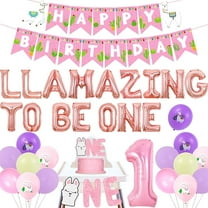 Llama First Birthday Decoration, 1st Birthday Whole Llama Fun Party Supplies, Llama One Cake Topper, Cactus Birthday Banner, Llamazing To Be One Balloons for Girls Alpaca Birthday Decor