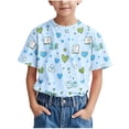 thumbnail image 1 of HVOBBTY T-Shirt Classique à Manches Courtes Décontracté pour Fille, Chemise Tendance pour Enfant T-Shirt Imprimé Col Rond Confortable Ample T-Shirt Blouse à Manches Courtes Hauts Décontractés Bleu Ciel, 8 Ans, 1 of 5