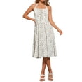 thumbnail image 2 of INSPIRE CHIC Halter Neck Floral Dress for Women's Summer Sundress Sleeveless Lace Up Midi Dress XS White Blue, 2 of 6