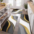 thumbnail image 2 of Black White Gold Wave Marble Kitchen Rugs Sets Of 3,Kitchen Runner Rugs Non Skid Washable,Decorative Kitchen Floor Mats for Kitchen,Sink,Laundry,17"x30"+ 17"x47" + 17"x59", 2 of 6
