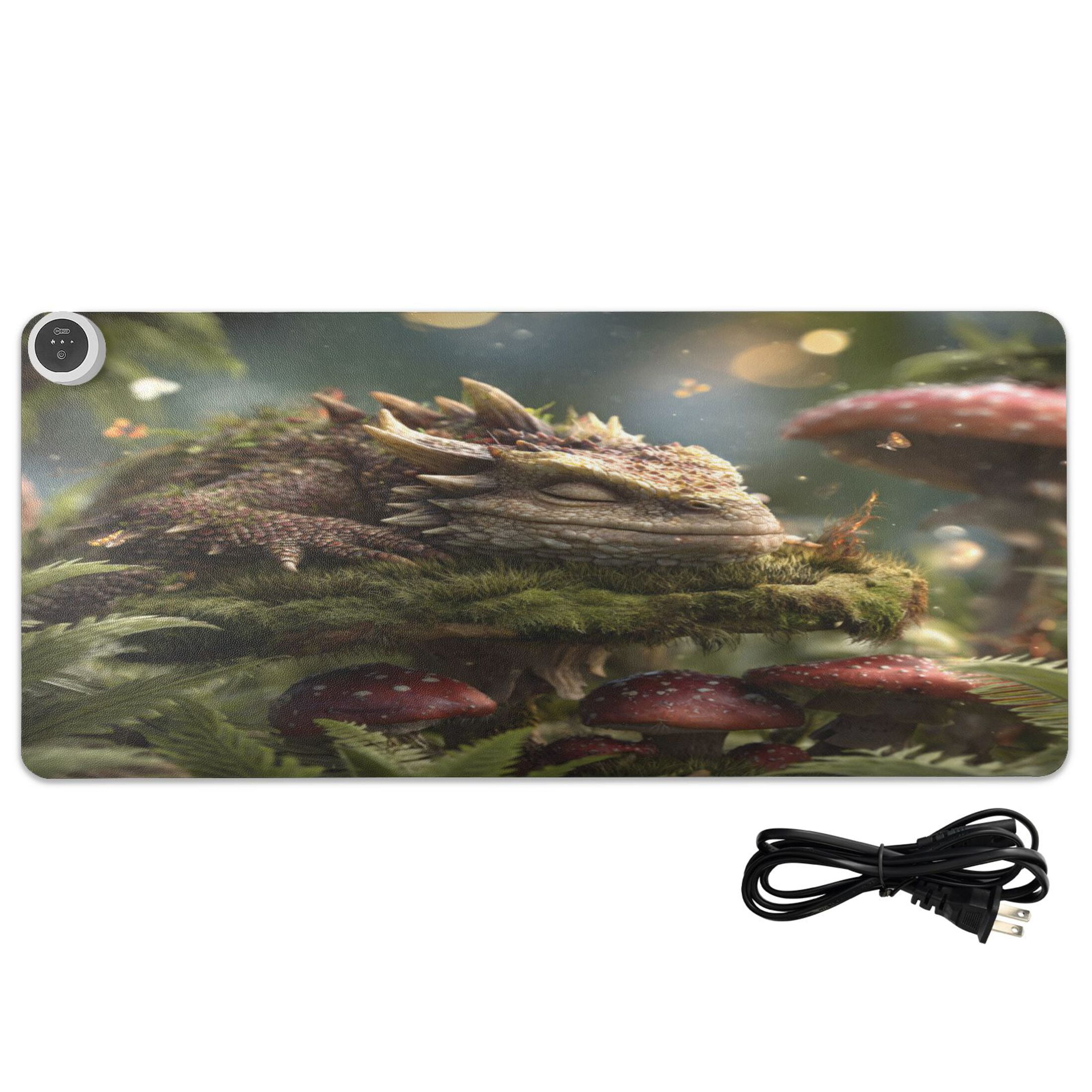 Wobogo Lizards Heated Mouse Pad Extra-Large Desk Mat With 3 Heating Levels and 3-hour Auto Shut-Off Protection Ideal for Computer Keyboards Home Office Hand-warming Essential 31.5in × 13in