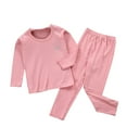 thumbnail image 2 of Minnieouse Ropa interior térmica para niños, cuello elástico, Otoño Invierno, hogar, oficina, escuela, Tops, ropa inferior, pantalón, traje Pijama Rosado 130cm, 2 of 6