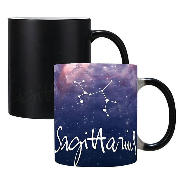 12 Zodiac Ceramic Color-Changing Mug - Heat-Activated Constellation Design, Microwave Safe