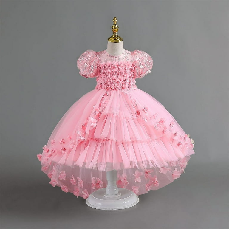 open lace back dress Pink Tulle Lace Princess Dress, Beautiful A-Line Evening Dress Sweet 1