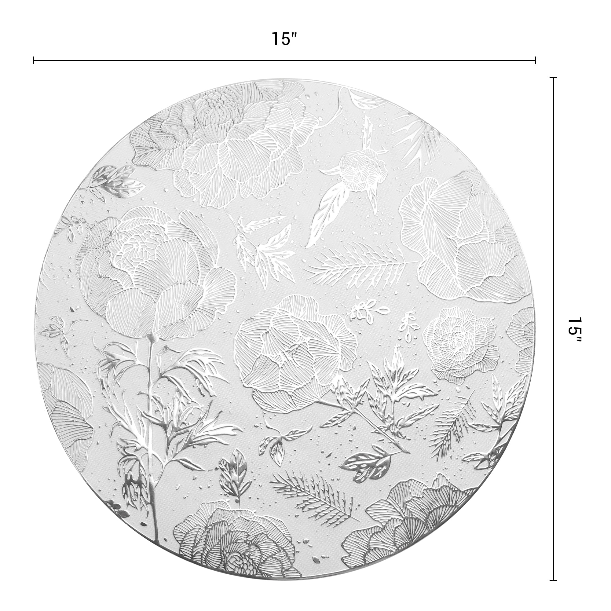 Unique Bargains Set of 6 Wipeable Plastic Placemats for Kitchen Dining Table Silver