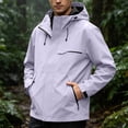 thumbnail image 2 of Mens Waterproof Jacket Hooded Windproof Zipper Drawstring Outdoor Jacket With Pocket Solid Color Lightweight Winter Fall Windbreaker Outerwear, 2 of 9
