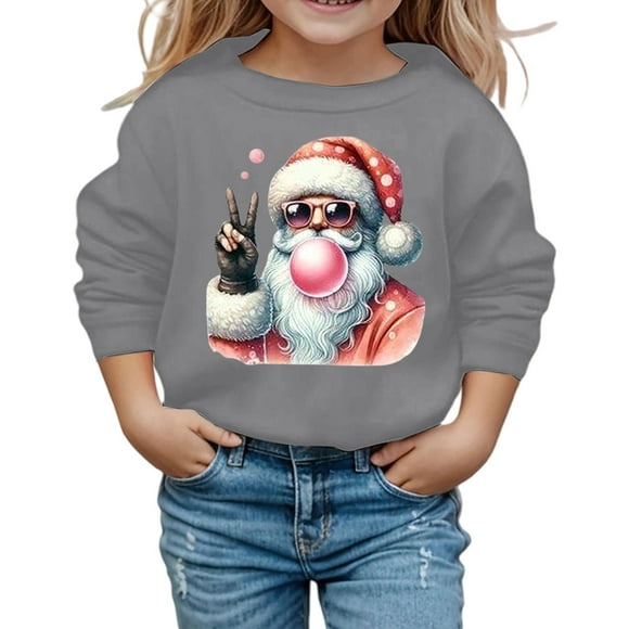 Little Kid Thick Boys Hoodie Clothes Youth Zipper Jacket for Girls Sweatshirts for Kids Girls Hood Favorite Print Crewneck Sweatshirt Long Sleeve Casual Pullover Top Soft Fashion Holida Grey 6-7 Years