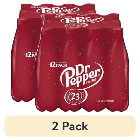 (2 pack) Dr Pepper Soda Pop, 16.9 fl oz, 12 Pack Bottles