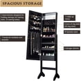 thumbnail image 3 of CZMJY Standing Jewelry Armoire with 18 LED Lights Around the Door, Large Storage Mirrored Jewelry Cabinet with Full Length Mirror, 16 Lipstick Holders, 1 Inside Makeup Mirror, Black, 3 of 8