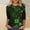 A460 Multicolor, variant on St. Patrick's Day Long Sleeve Top for Women Novelty Leprechaun Hat and Gold Coin Pile Graphic Crewneck Loose Fit Festive Theme Holiday Celebration Shirt