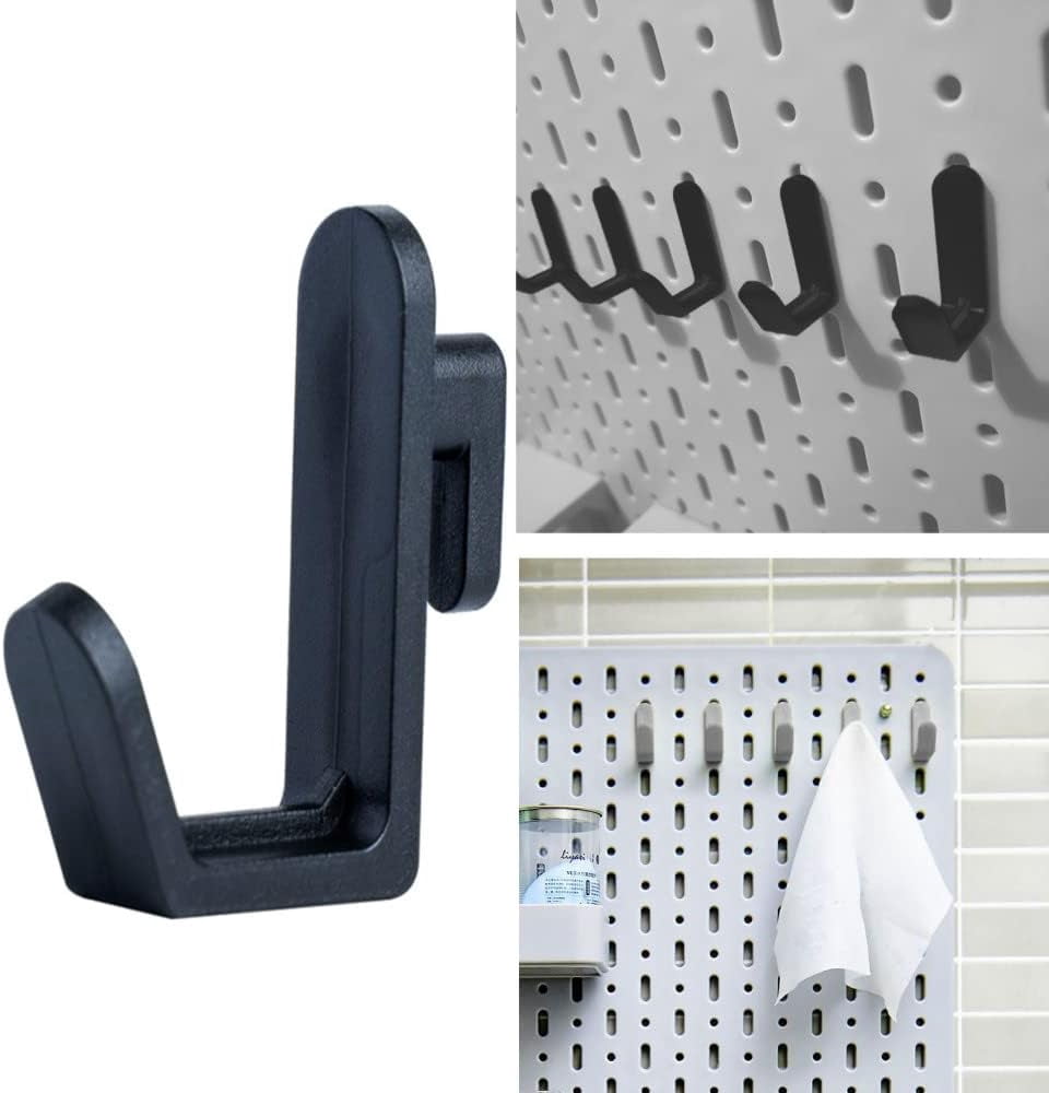20 Pcs Pegboard Hooks J Hook Style Hooks Plastic Peg Locks for Storing and Organizing Tool Accessories(Black)