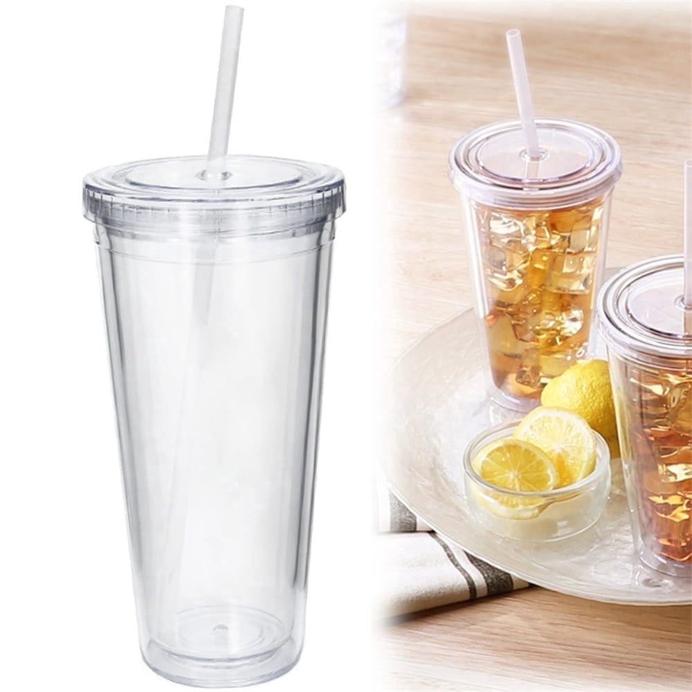 20 oz Plastic Insulated Tumblers,Double Wall Plastic Tumblers with Lids and  Straws,Reusable Plastic Travel Tumbler - Clear Clear Reusable Cups for  Parties, Birthdays - 1 Pack - Walmart.com