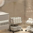 thumbnail image 4 of 2-Tier Utility Rolling Cart with Wheels, Under Desk Storage Organizer with Hanging Baskets for Home Office Kitchen, 4 of 6
