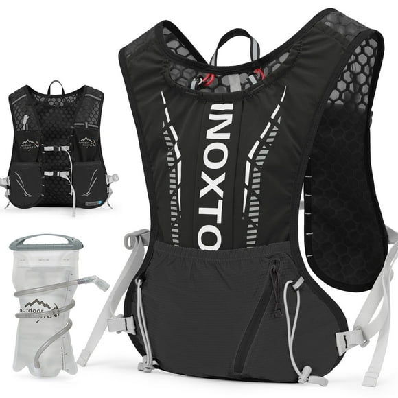 INOXTO Mochila con chaleco de hidratación, chaleco liviano para correr en el agua, paquete con bolsa de vejiga de agua de 1,5 l, mochila para senderismo, sendero, carrera, ciclismo, maratón para mujer